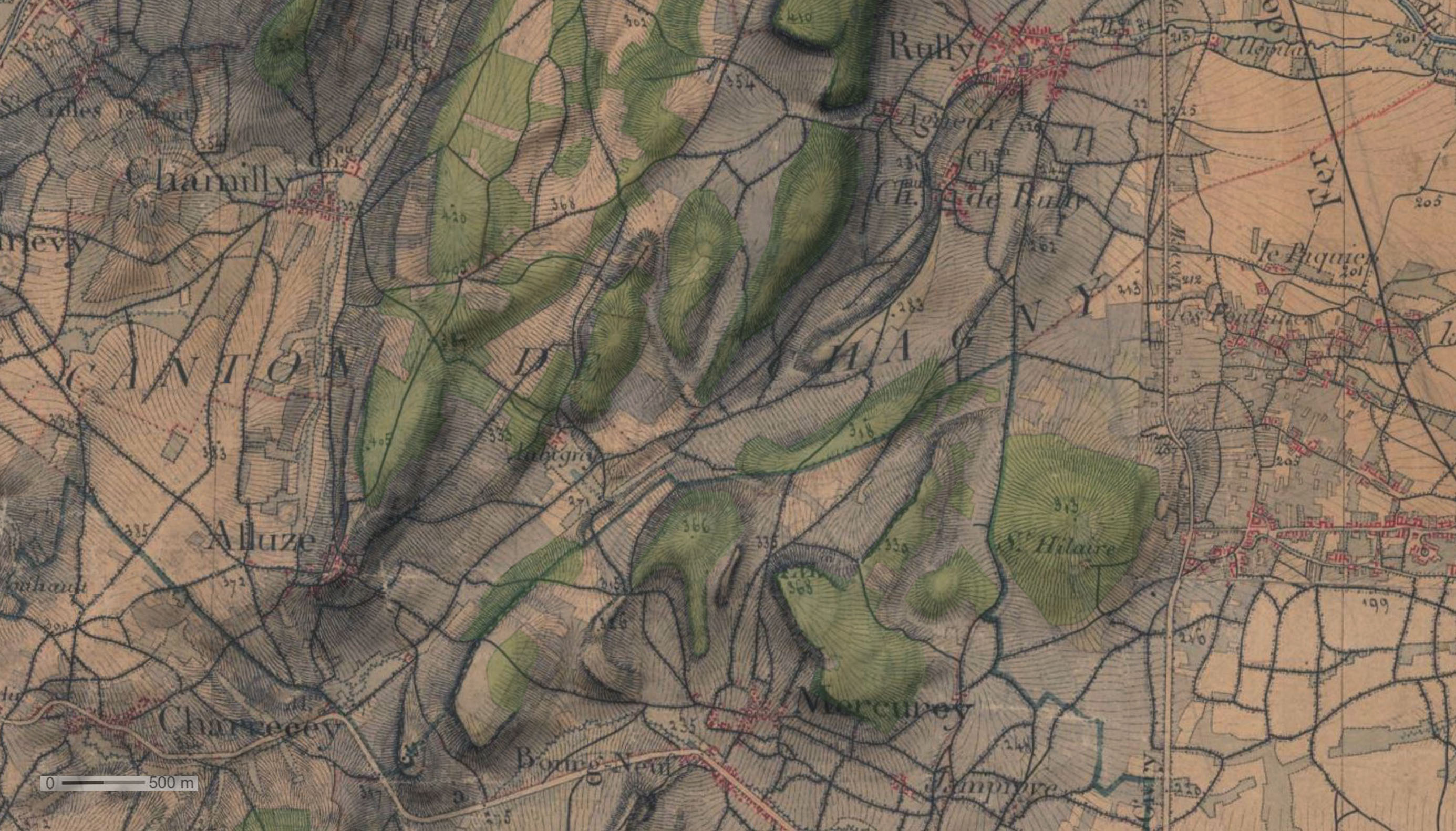 Côte Chalonnaise carte d'Etat-Major 1850 en grand format (nouvelle fenêtre)