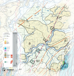 Bresse Bourguignonne carte géologique en grand format (nouvelle fenêtre)