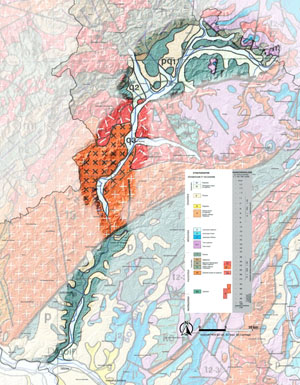 Vallée de l'Arroux carte géologique en grand format (nouvelle fenêtre)