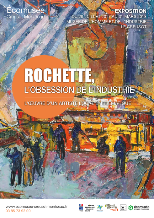 Affiche de l'exposition consacrée au peintre Rochette à l'écomusée Creusot-Montceau  en grand format (nouvelle fenêtre)