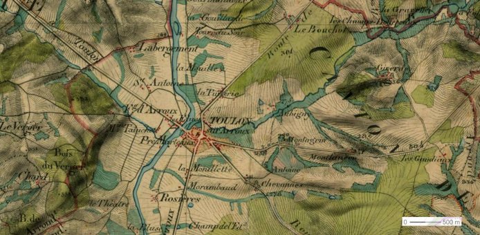 Vallée de l'Arroux carte d'Etat-Major 1860 en grand format (nouvelle fenêtre)
