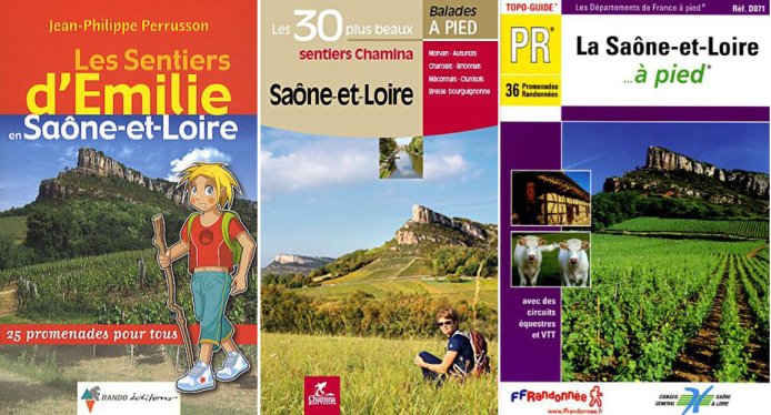 Trois guides de randonnée associant Roche de Solutré et Saône-et-Loire  en grand format (nouvelle fenêtre)