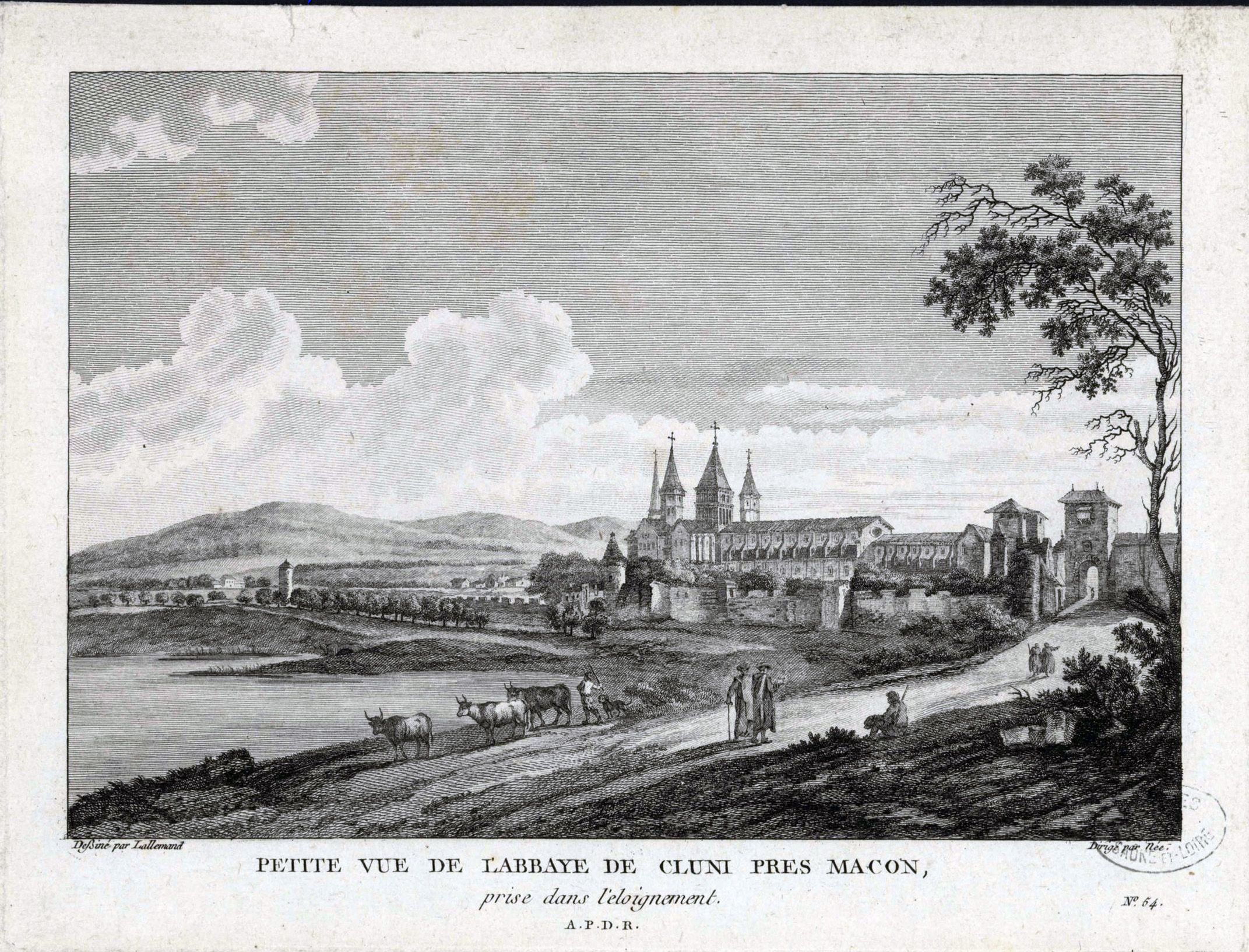 J.B. Lallemand, Petite vue de Cluny, XVIIIe siècle © Archives départementales de Saône-et-Loire, 2 Fi 1/138