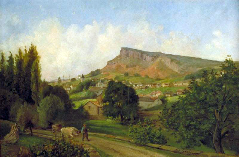 Alphonse Riballier, Vue de Solutré, vers 1880, Mâcon, musée des Ursulines © Musées de Mâcon