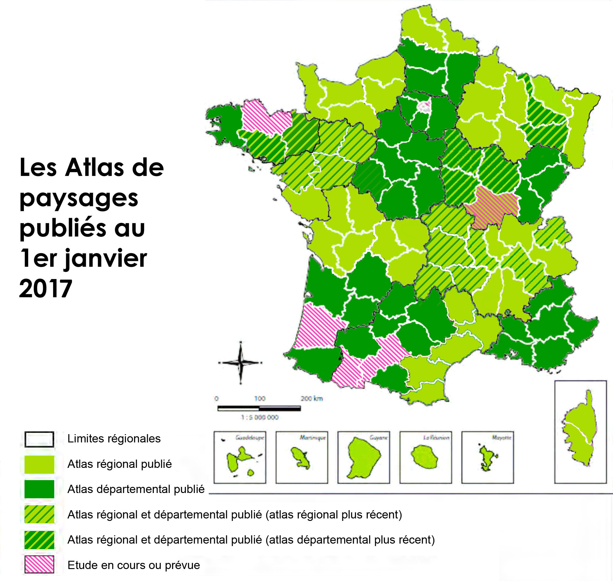 Les atlas de paysages publiés en France au 1er janvier 2017