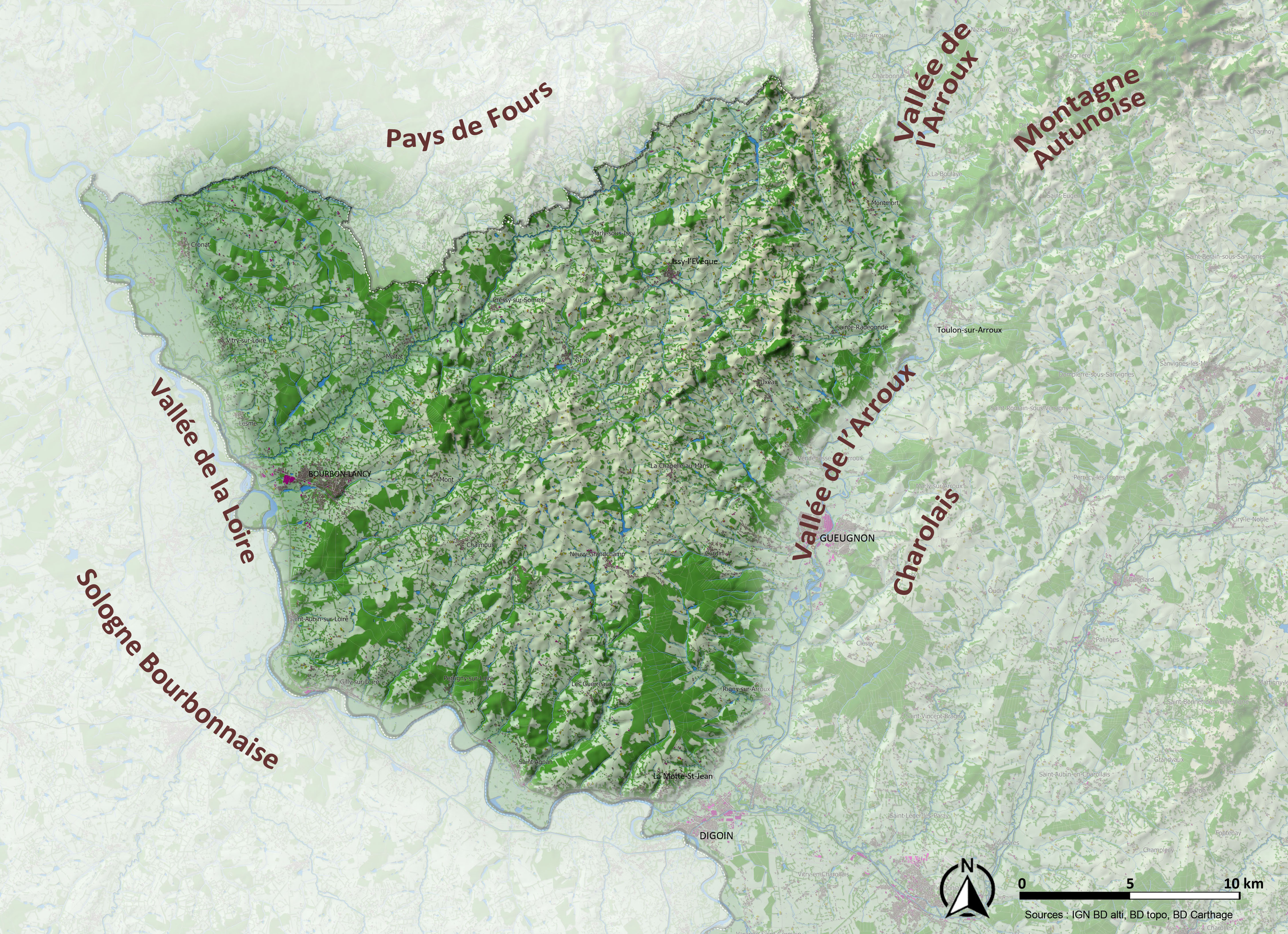 Collines du Bourbonnais carte unité