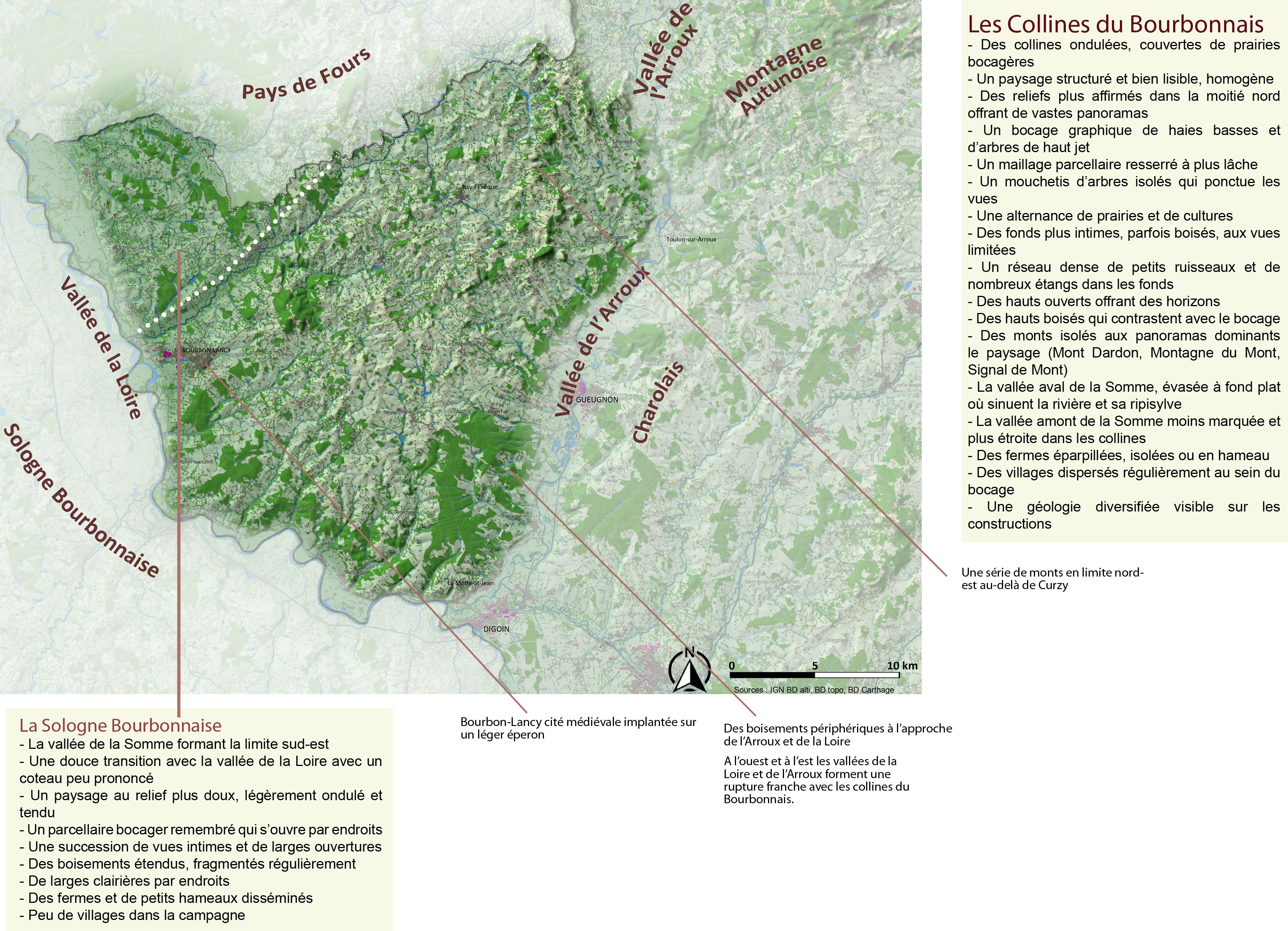 Les Collines du Bourbonnais carte unité légendée