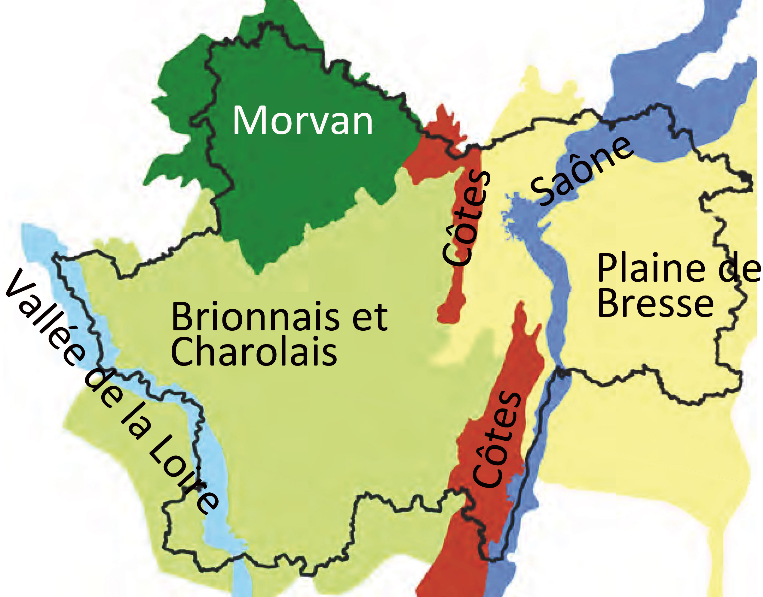Carte des ensembles de paysage. Paysage et carrières en Saône-et-Loire. Dreal Bourgogne. 2012