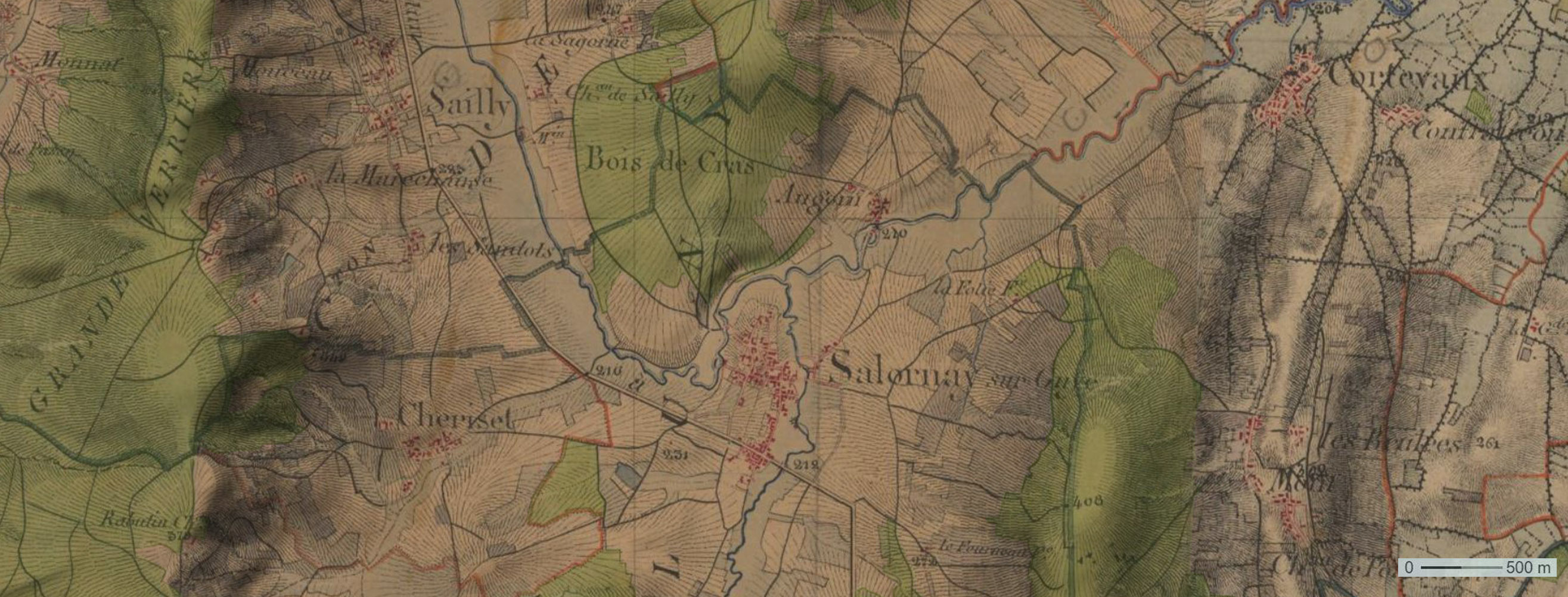 Vallées du Clunisois - carte d'Etat major 1850