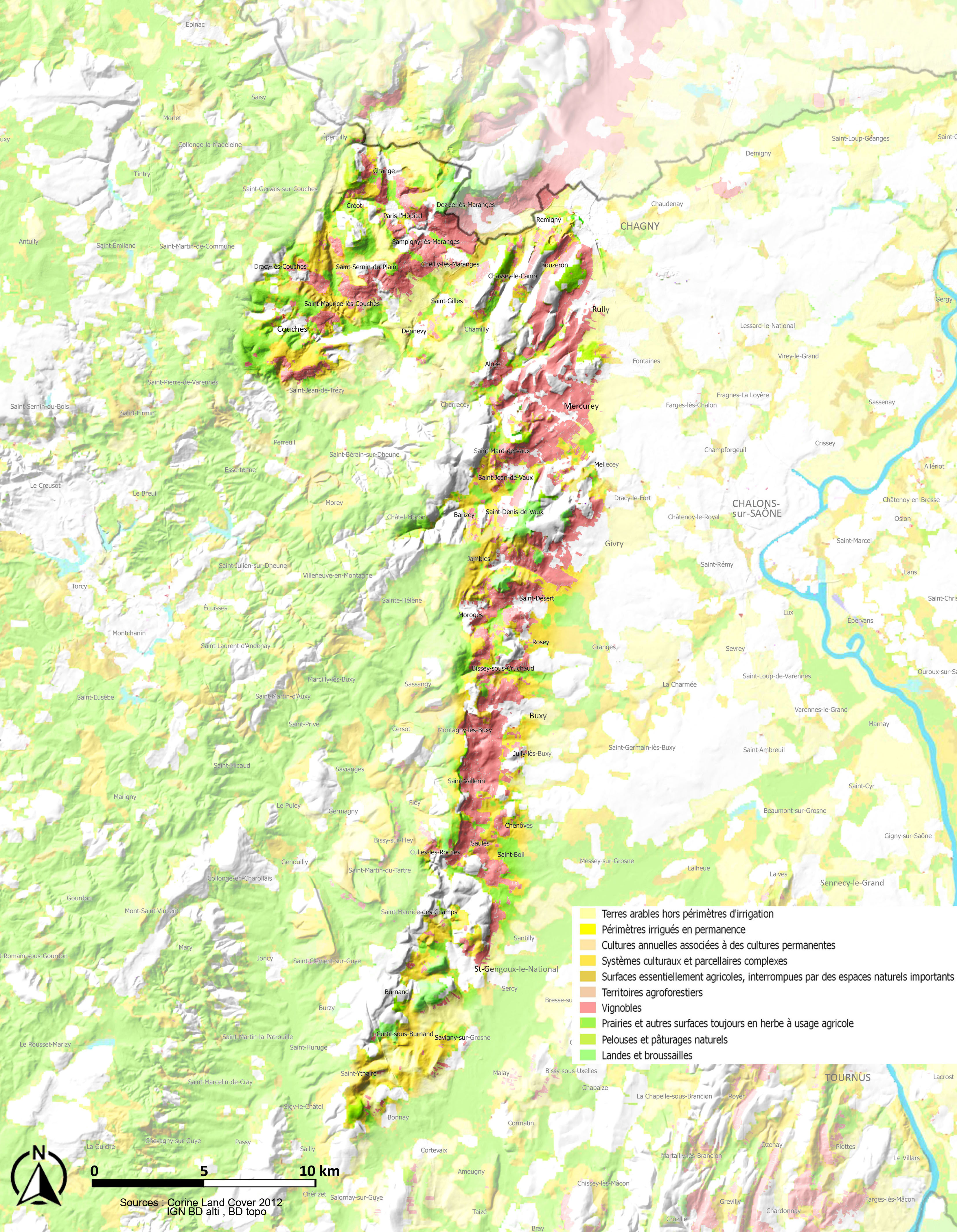 Côte Chalonnaise carte agriculture