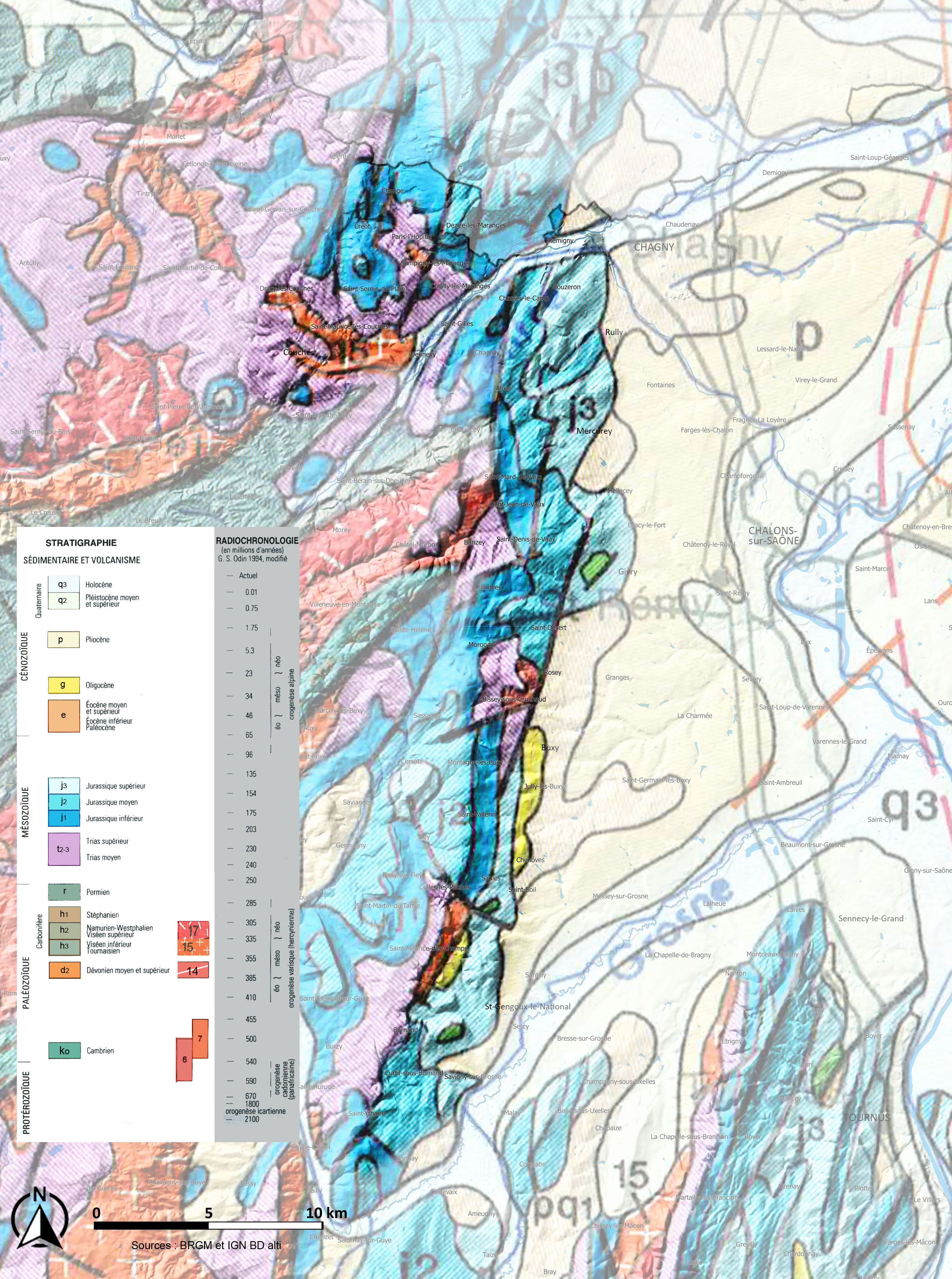 Côte Chalonnaise carte géologique