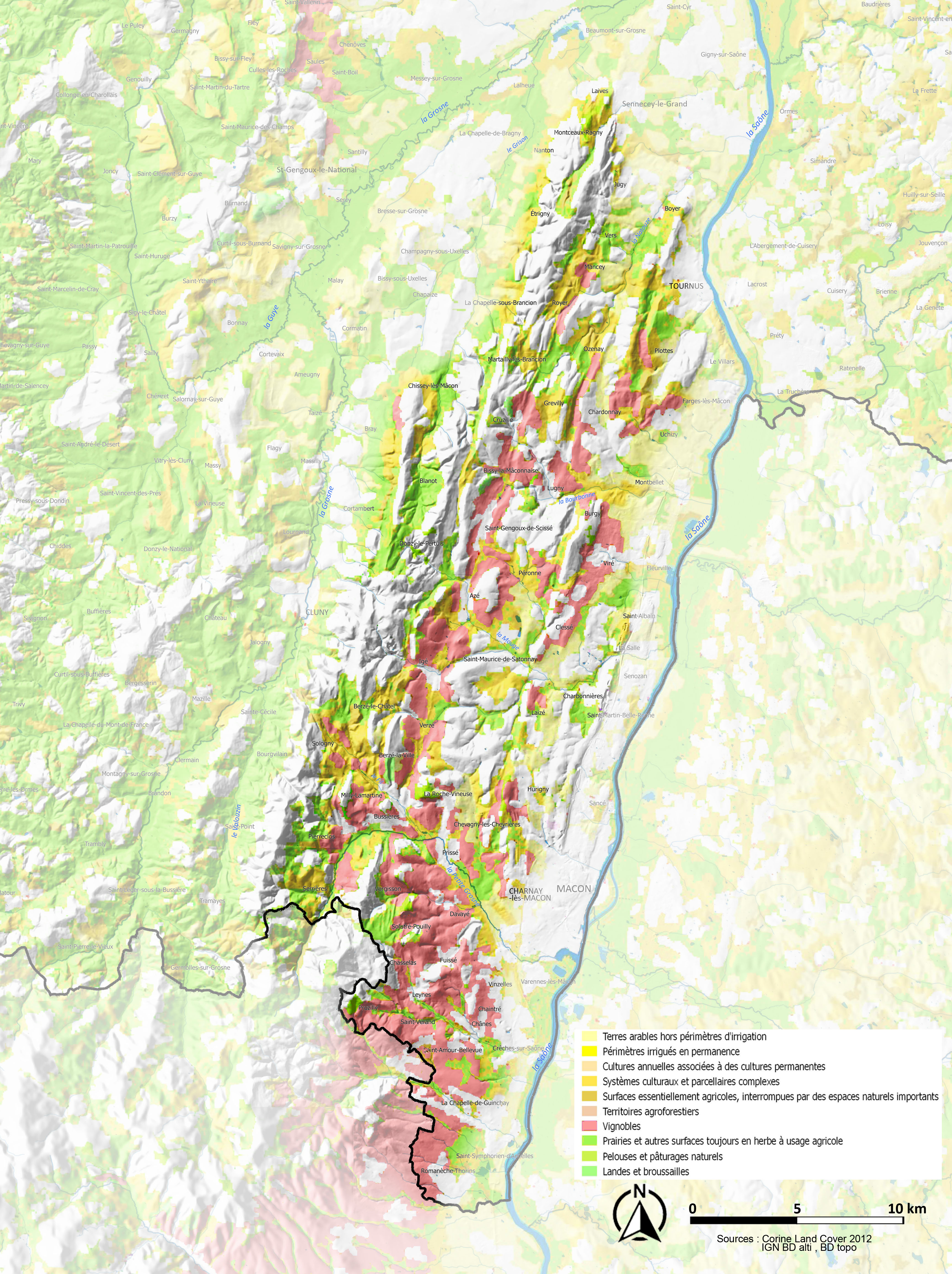 Côte Mâconnaise carte agriculture