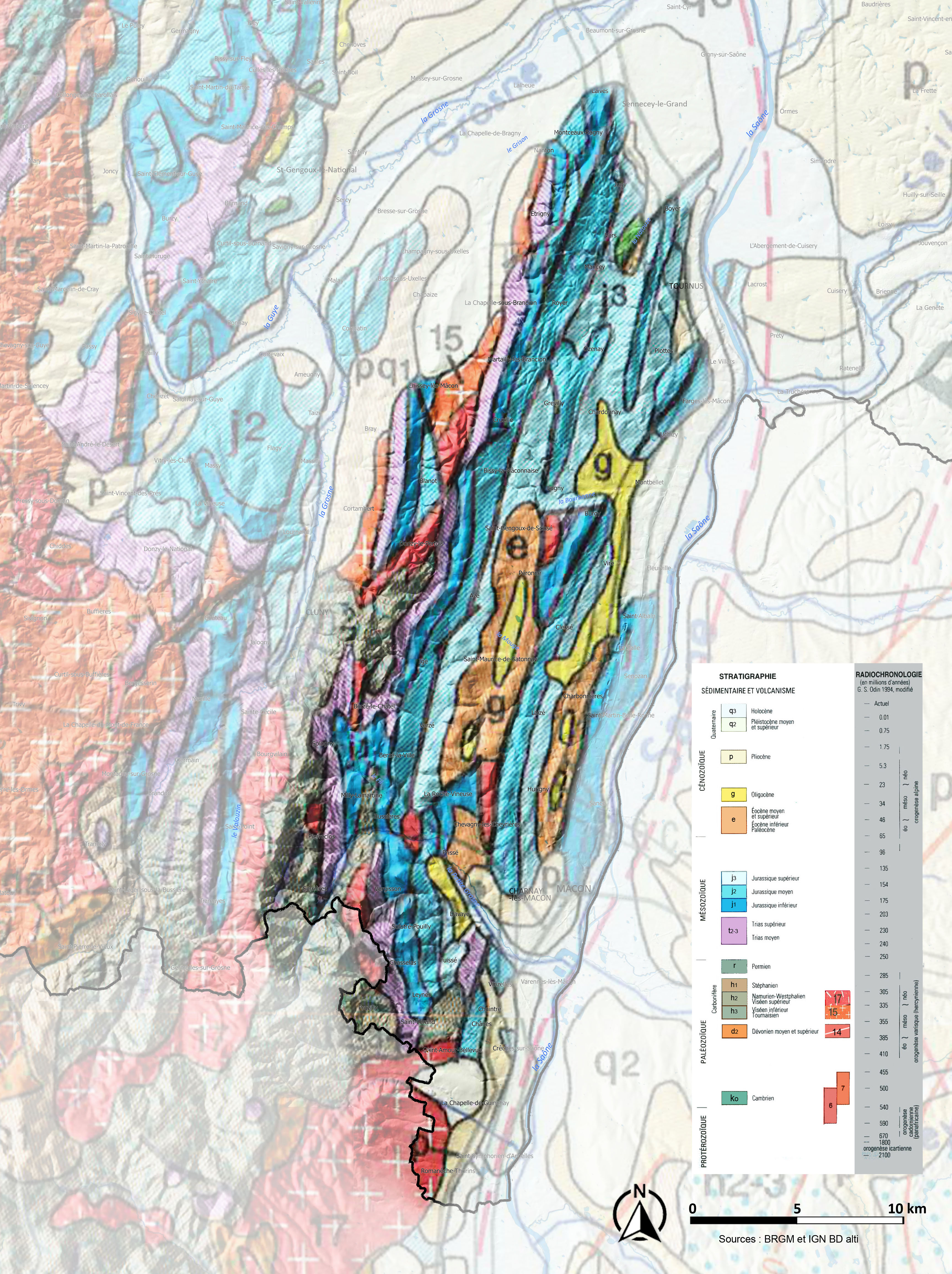 Côte Mâconnaise carte géologique