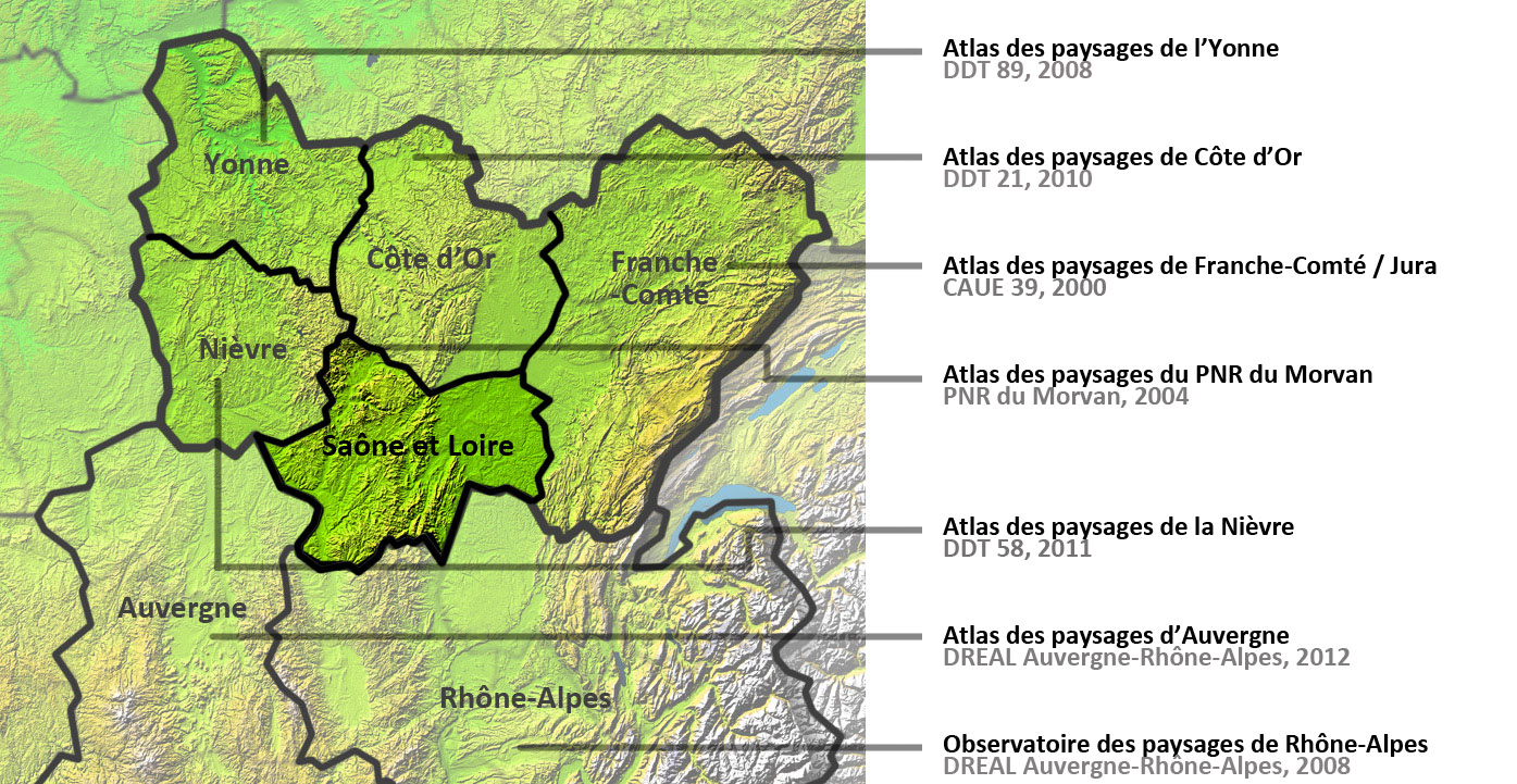 Les atlas de paysage voisins de la Saône-et-Loire