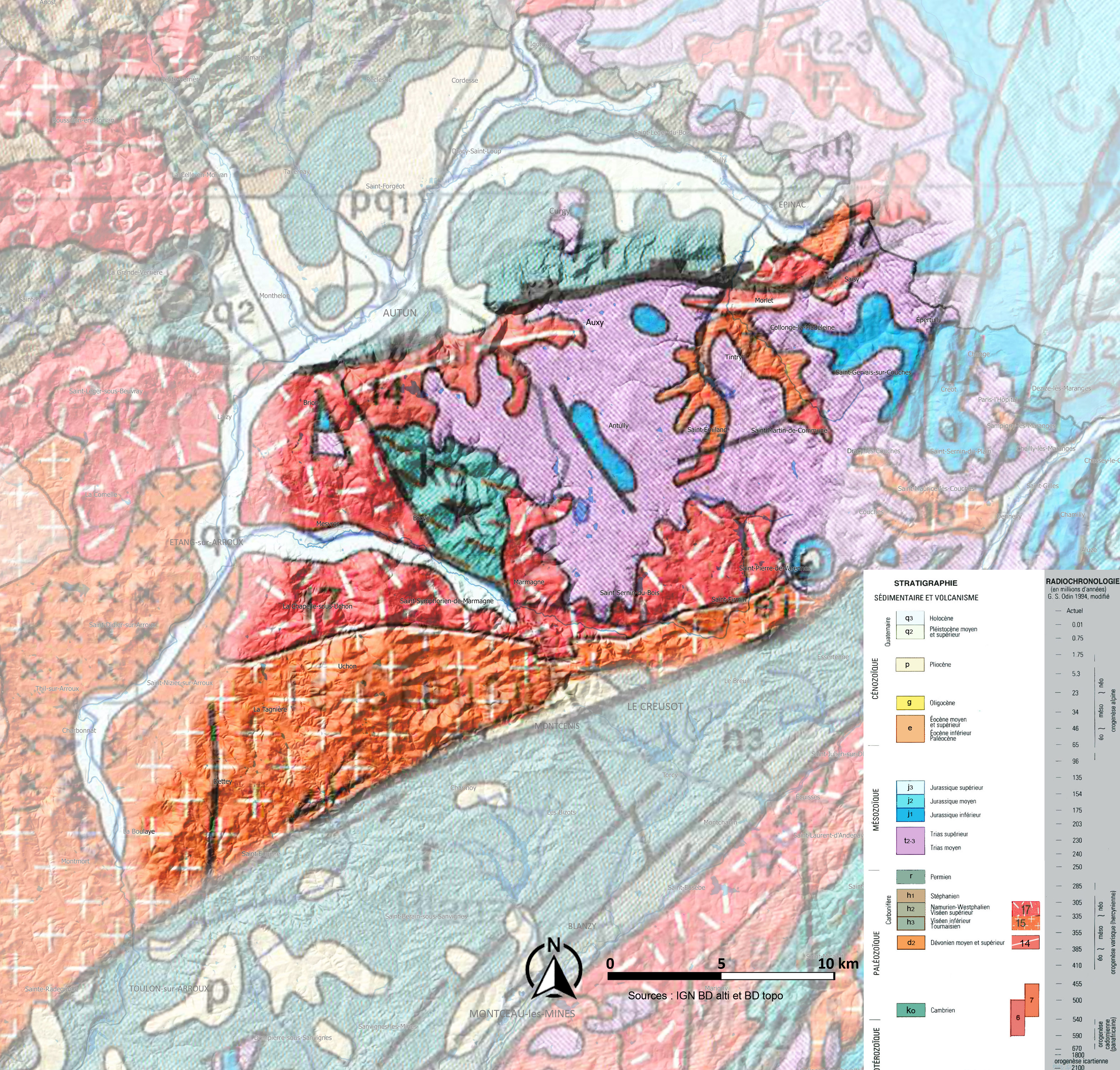 Montagne Autunoise carte géologique Montagne Autunoise carte géologique
