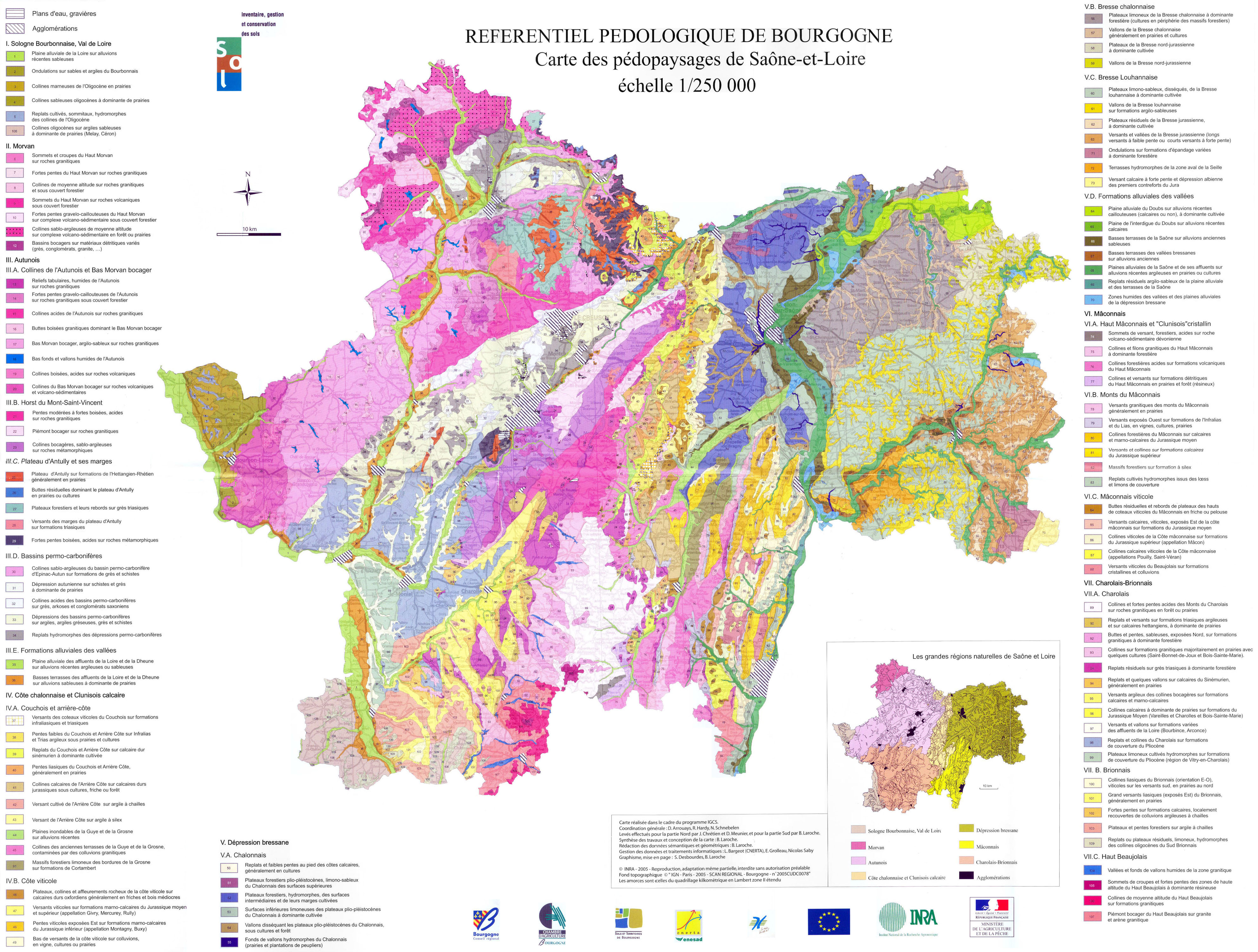 Carte des Pédopaysages de Saône-et-Loire