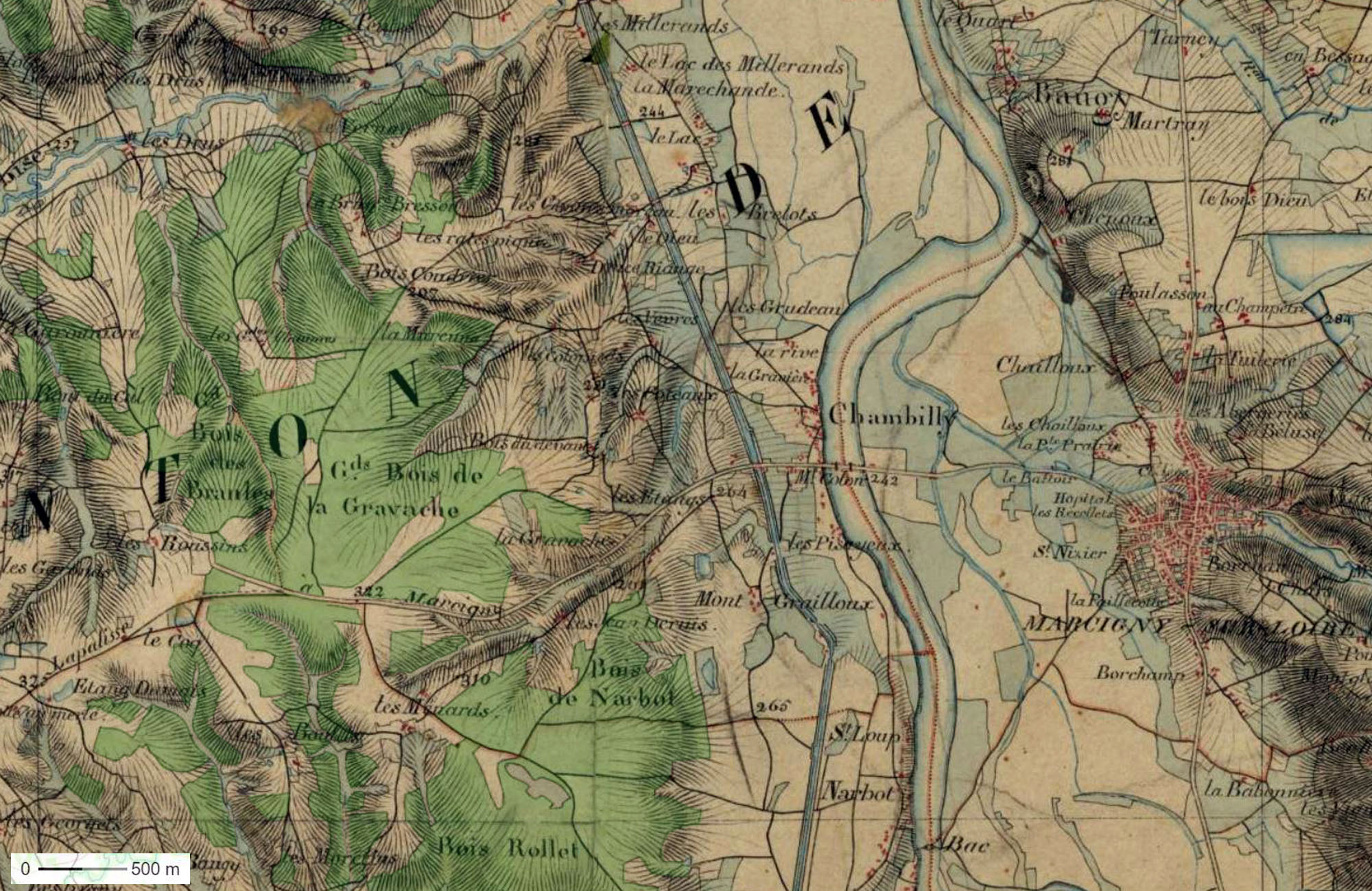 Vallée de la Loire carte d’Etat-Major 1860