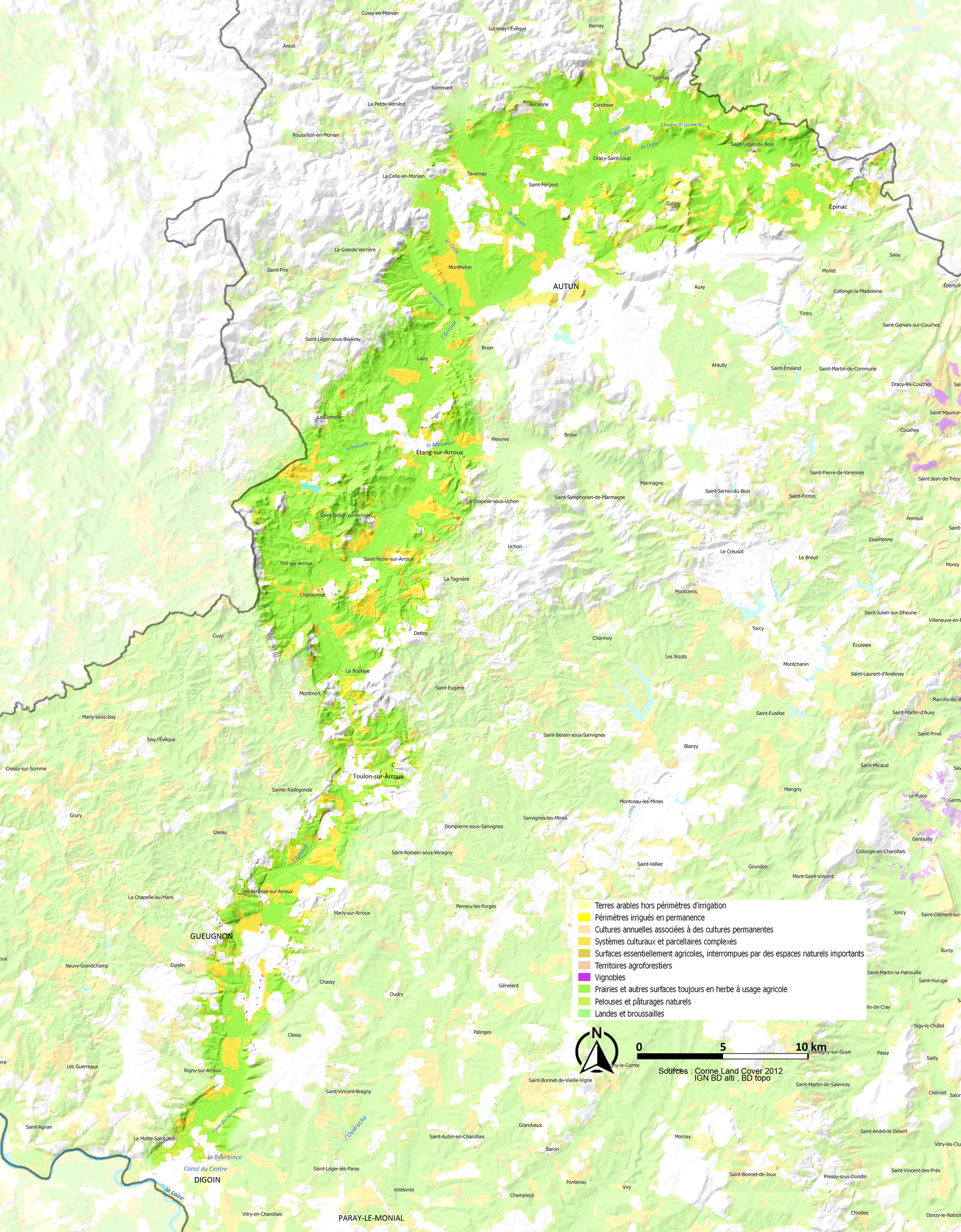 Vallée de l'Arroux carte agriculture