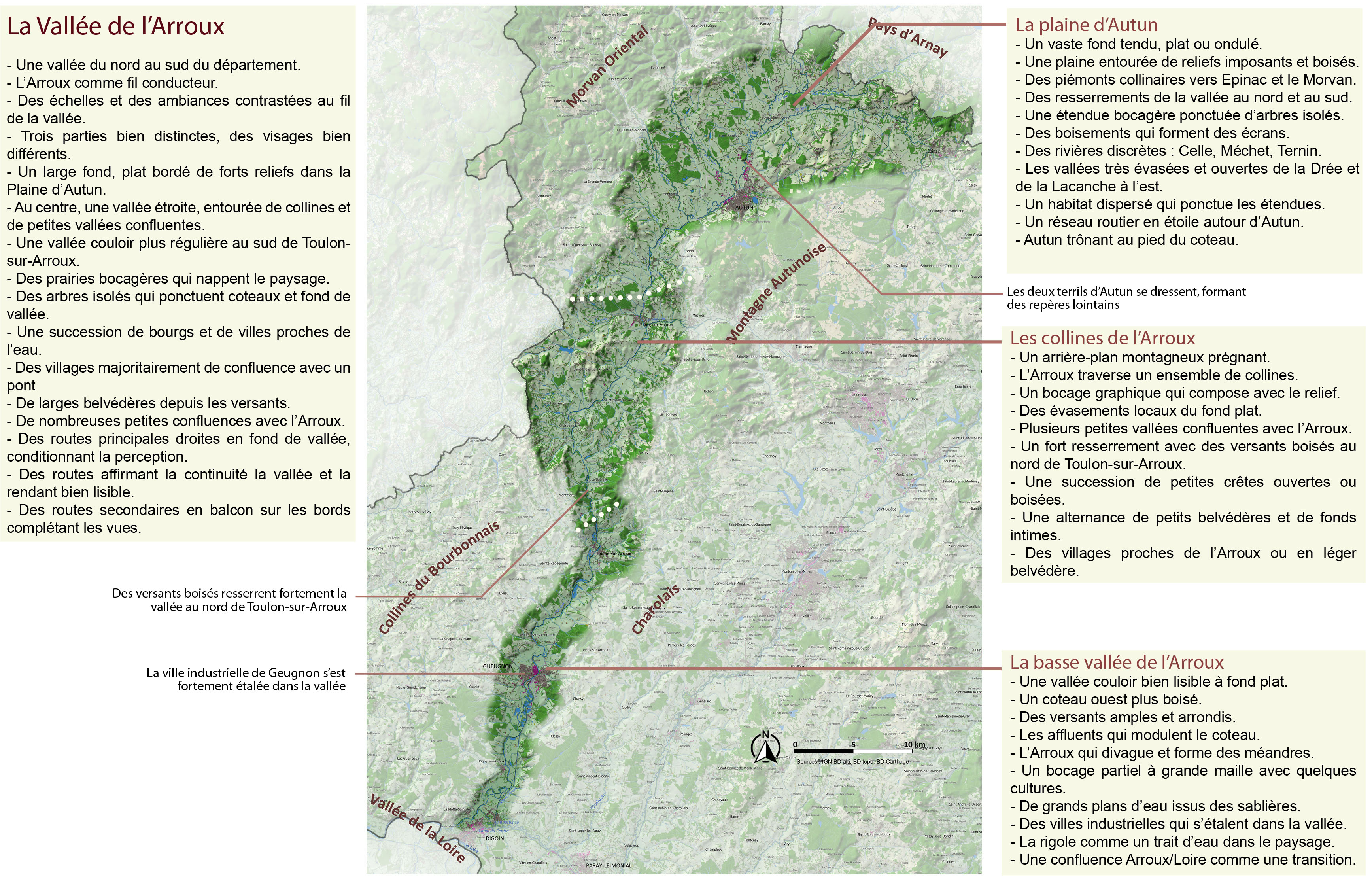Vallée de l'Arroux carte unité légendée