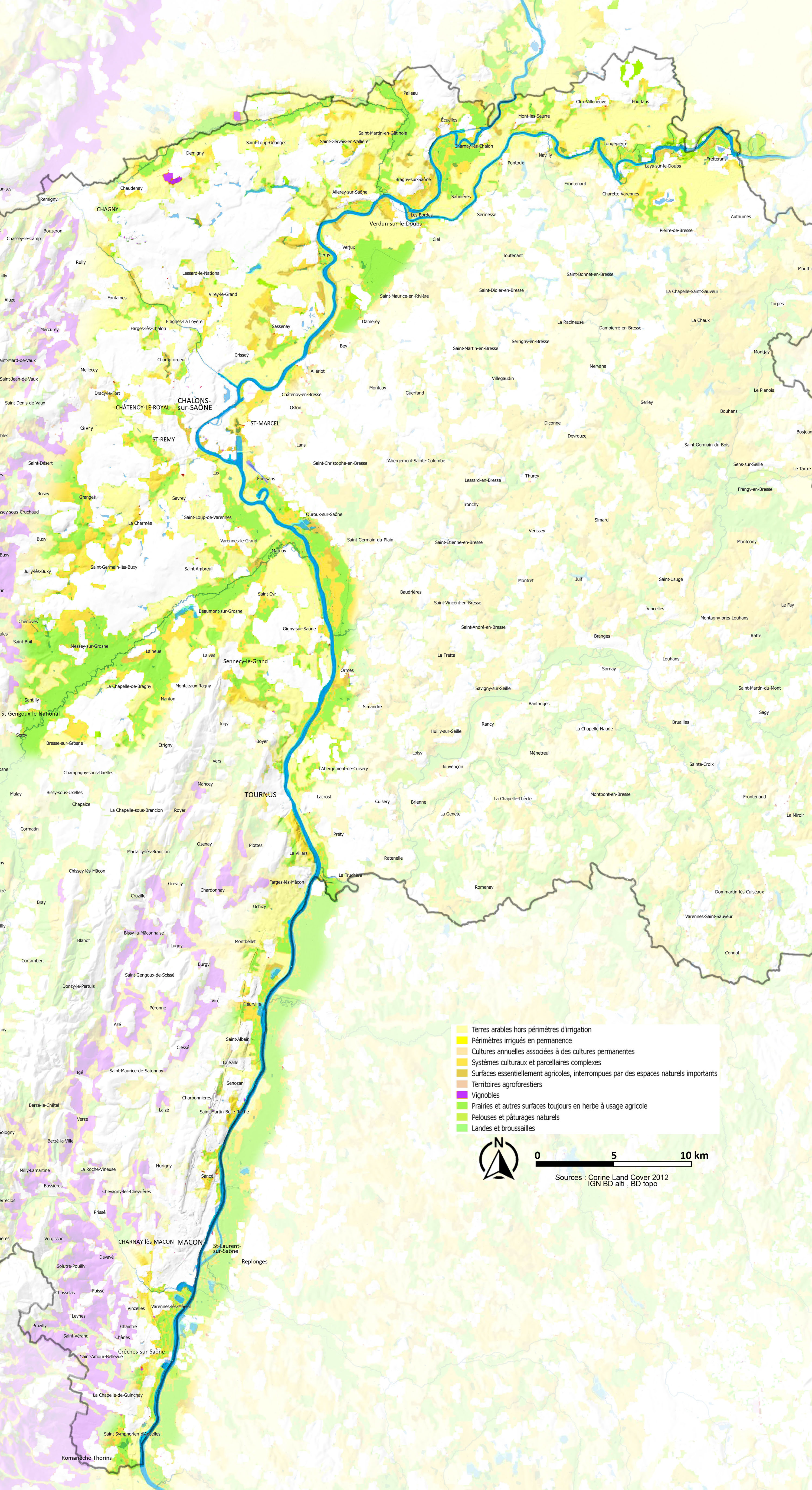 Vallée de la Saône carte agriculture