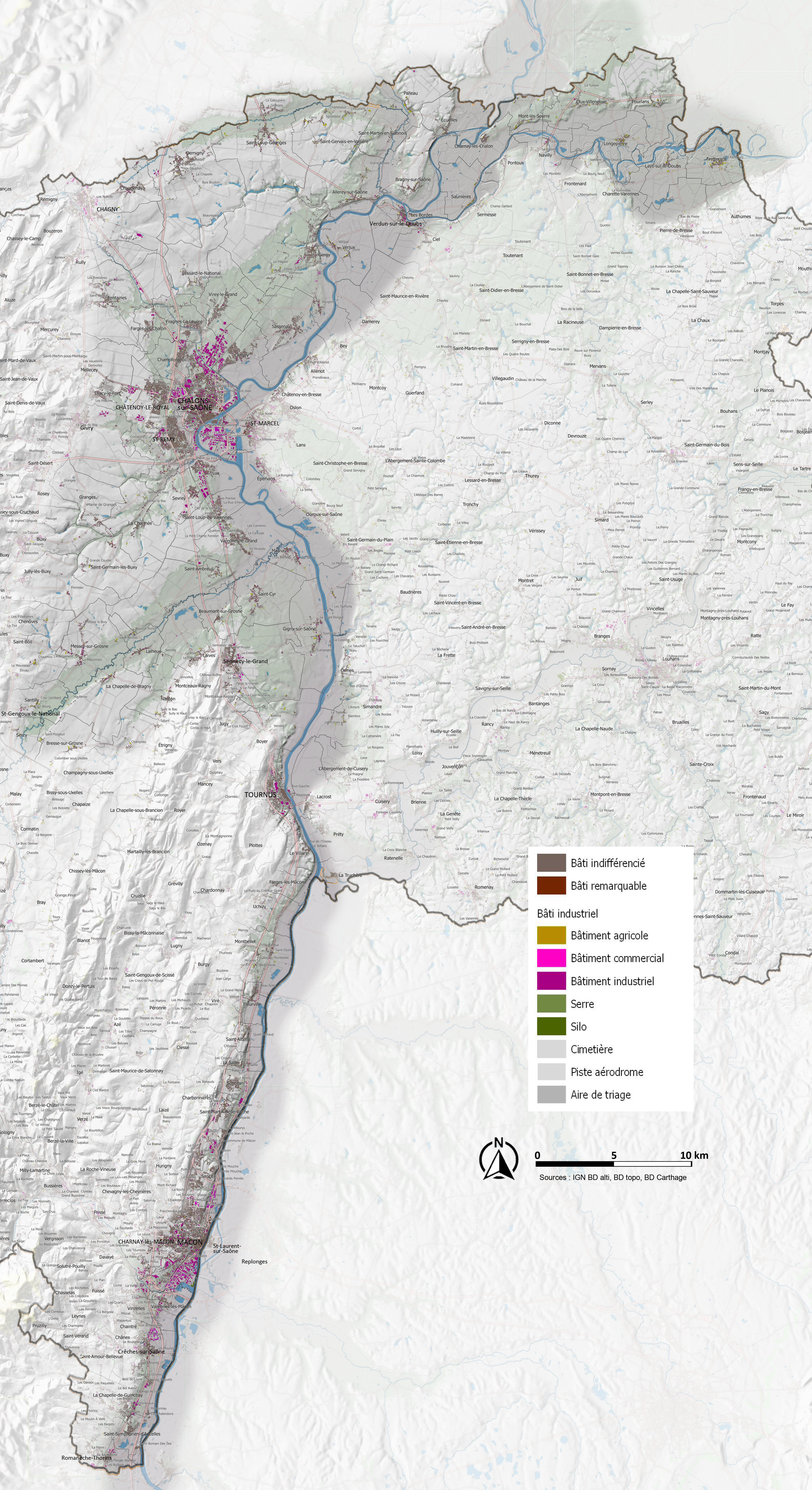 Vallée de la Saône carte urbanisation