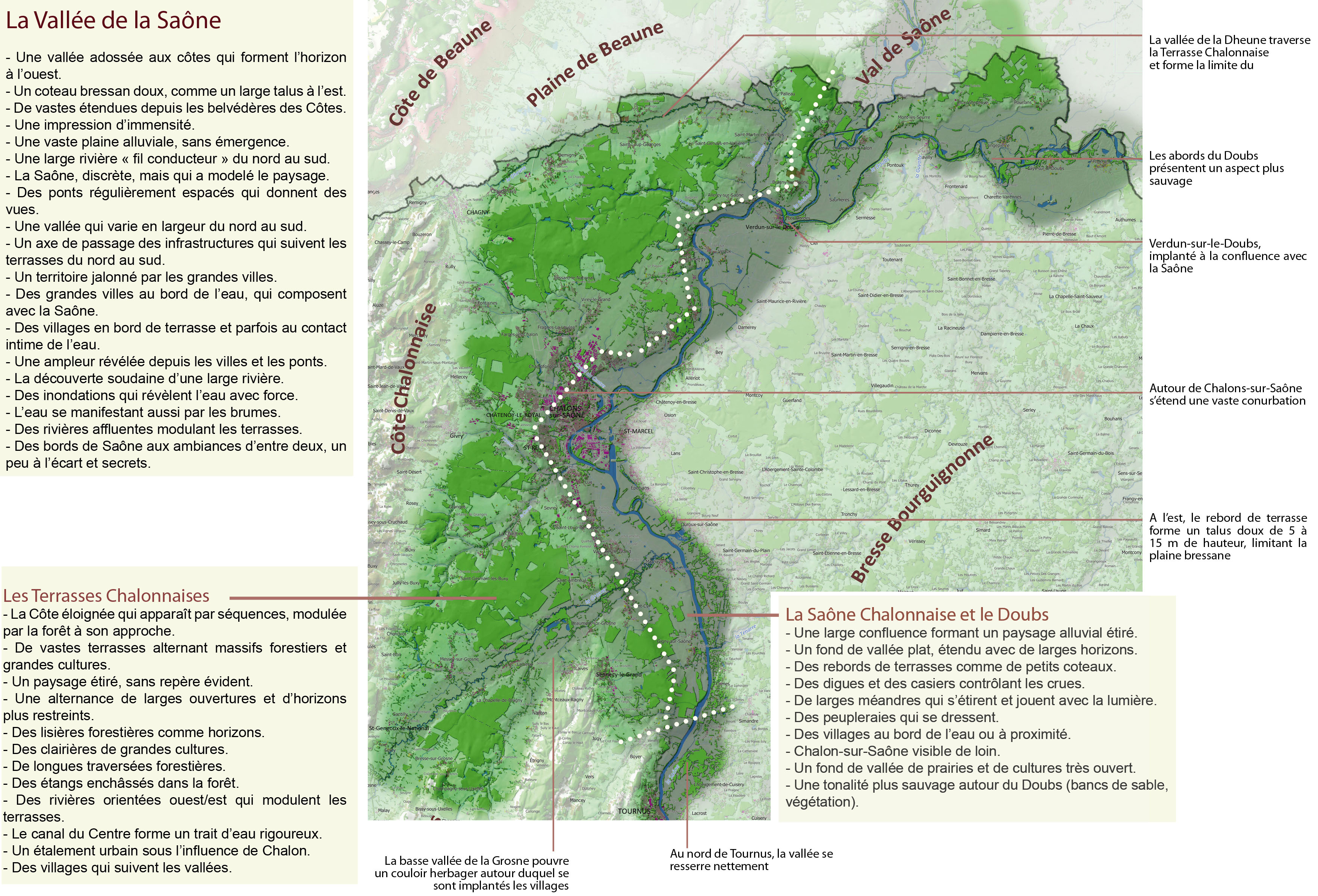 Vallée de la Saône carte unité légendée- partie Nord