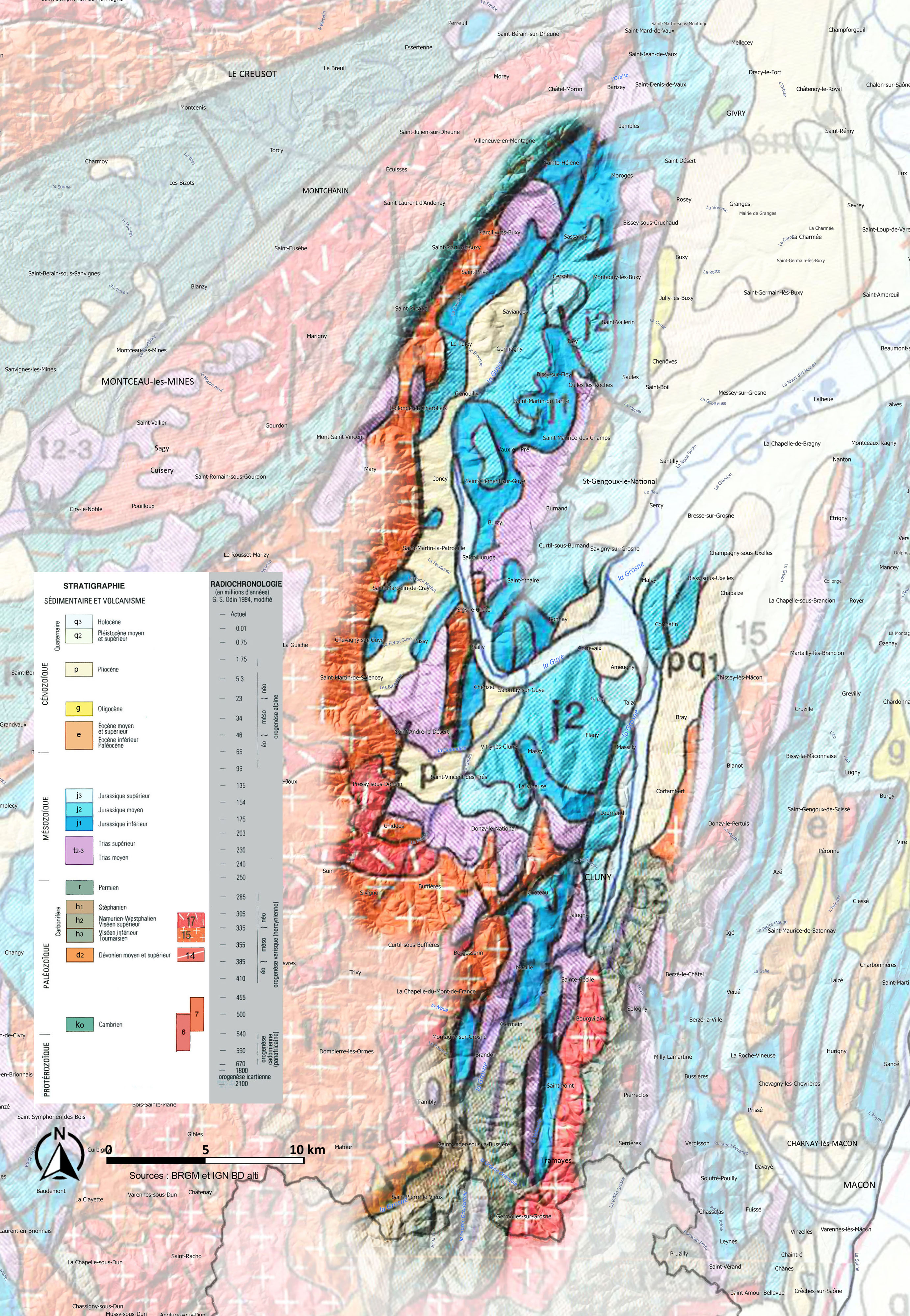 Vallées du Clunisois carte géologique