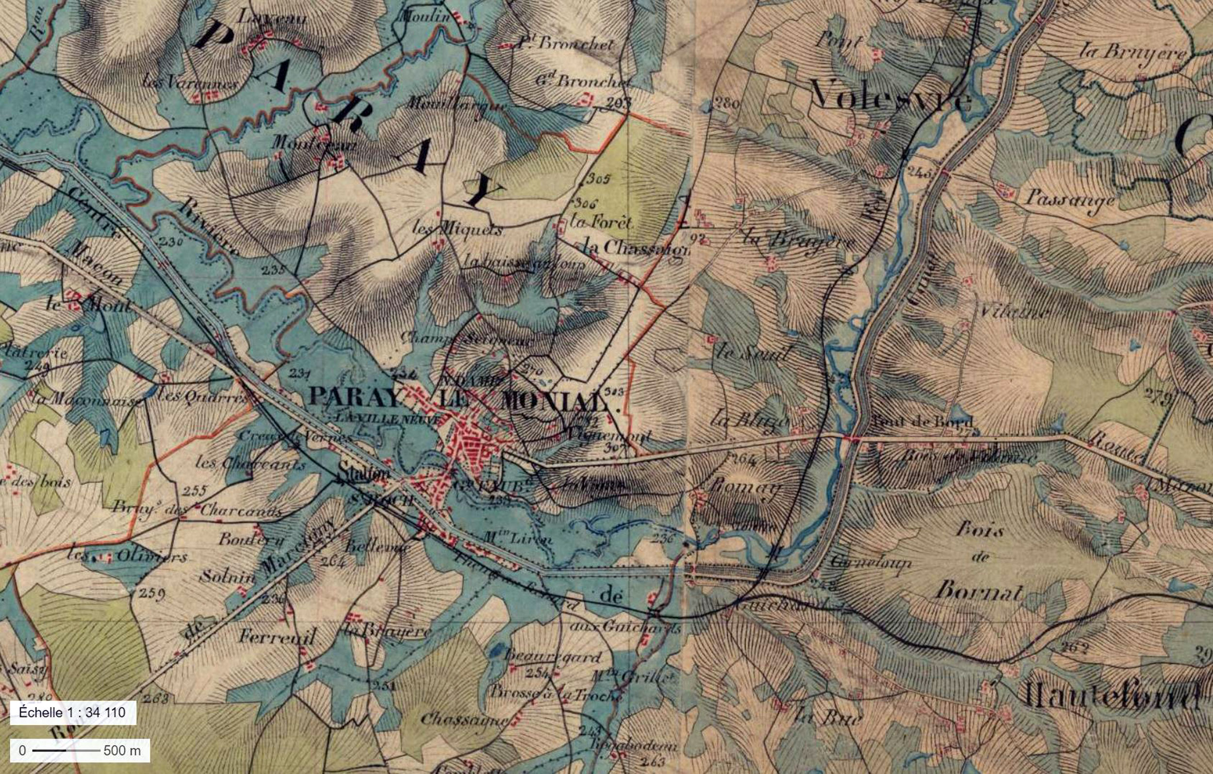Charolais - carte d'Etat-Major 1860 en grand format (nouvelle fenêtre)