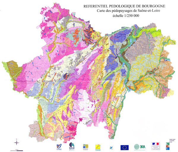 Carte des Pédopaysages de Saône-et-Loire  en grand format (nouvelle fenêtre)